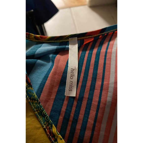 hello miss Colorful Striped Top w/ Peacock Design - Picture 8 of 8